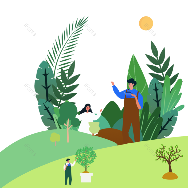 插画图片,春季元素,绿植PNG,免抠素材